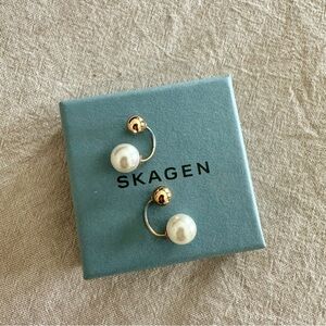 Skagen rose gold & pearl earrings